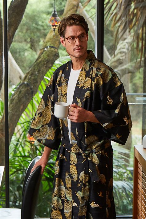 Mens Kimono Mens Bathrobe Male Kimono Kimono Dressing Gown Beautiful Robes