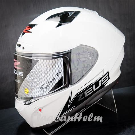 Jual ZEUS HELM ZS826 WHITE BK19 BLACK ZS 826 ZEUS 826 FLAT VISOR