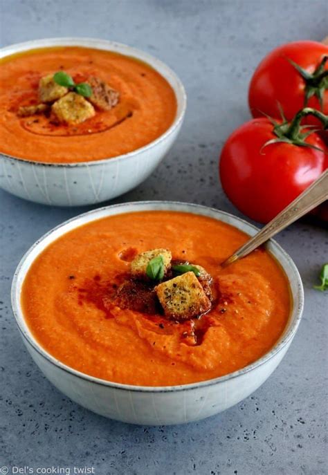 Roasted Red Pepper And Tomato Soup Vegan Dels Cooking Twist