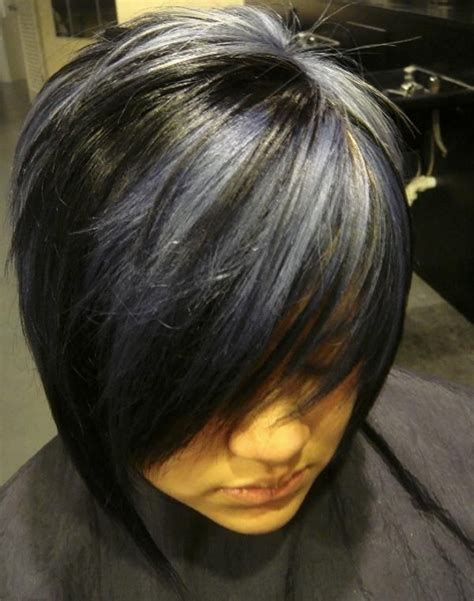 Jet Black Hair With Platinum Blonde Highlights