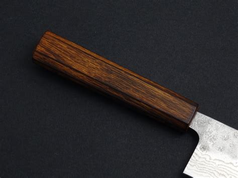 KICHIJI 440C HAMMERED DAMASCUS SANTOKU OAK/BAIKOKU HANDLE – KATABA