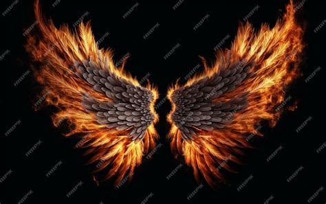 Premium AI Image | A fire angel wings on a black background