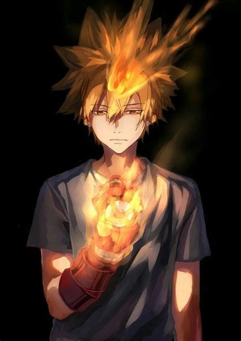 An Anime Character Holding A Fireball In His Hand With Flames Coming