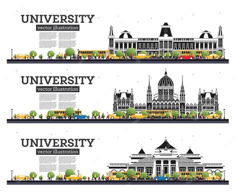 Premium Vector | Set of University Campus Study Banners Isolated on White Vector Illustration ...