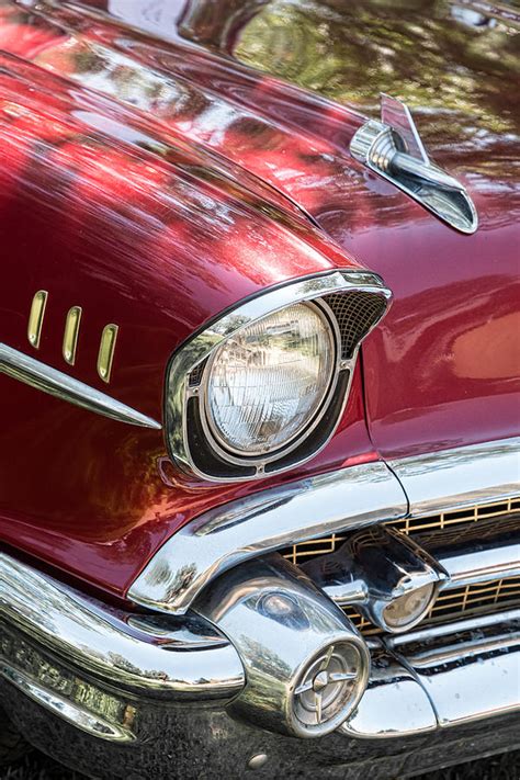 1957 Chevrolet Burgundy Bel Air Headlight Portrait Photograph By James