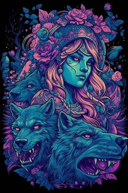 Premium Ai Image A Poster For A Woman With Wolves On It