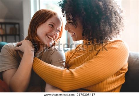 Lesbian Interracial Couple Over Royalty Free Licensable Stock