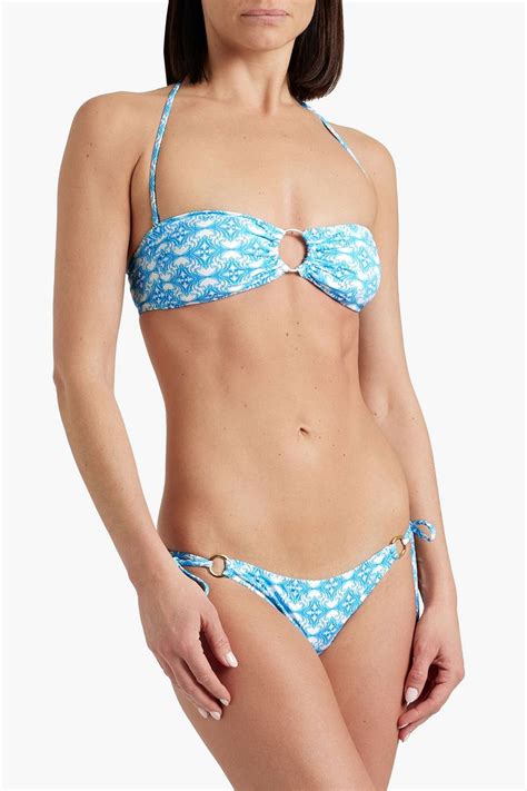 Melissa Odabash Tortola Ring Embellished Printed Bandeau Bikini Top