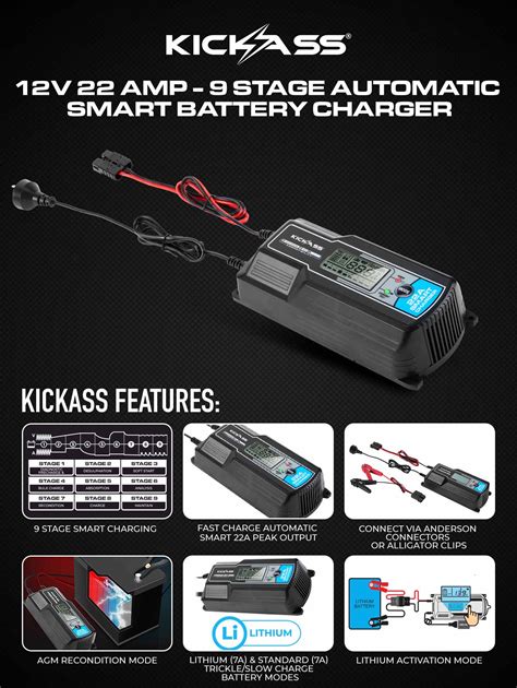 Kickass V Stage Automatic Battery Charger For Lead Acid