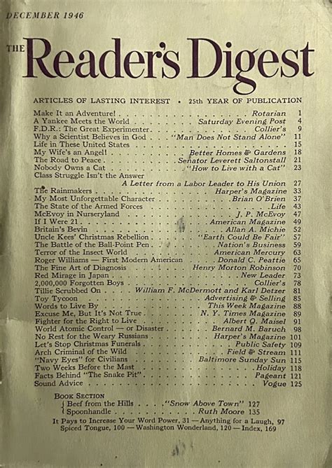 Readers Digest December 1946 At Wolfgangs