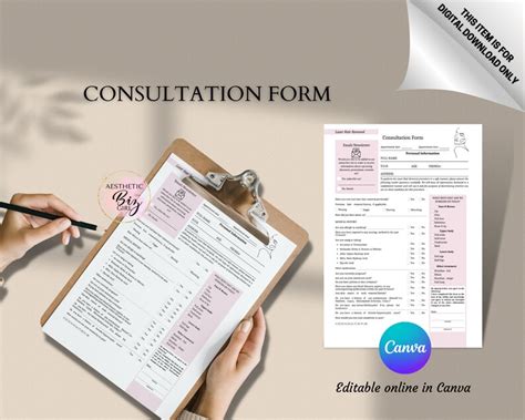 Laser Hair Removal Client Intake Forms Editable In Canva Etsy