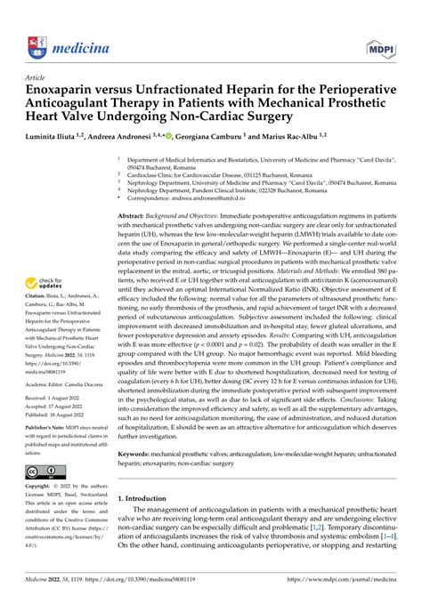 PDF Enoxaparin Versus Unfractionated Heparin For The Perioperative