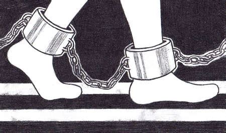 Stock Illustration - Feet in shackles and chains