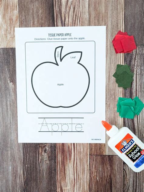 Easy Tissue Paper Apple Craft for Preschoolers | Free Template