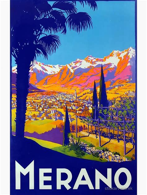 An Old Poster Advertising The City Of Merano In New Zealand With Palm