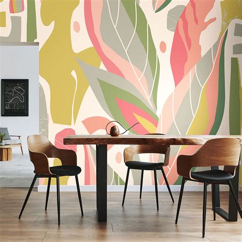 Abstract Leaf Shapes Large by Origin Murals - Pink - Mural : Wallpaper ...