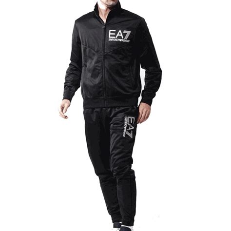 Ea7 Emporio Armani Emporio Armani Ea7 Black Zip Up Polyester Tracksuit