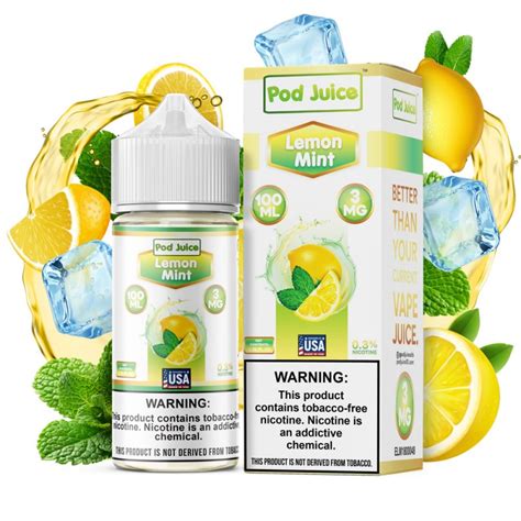 Pod Juice Freebase Nicotine Lemon Mint Americas No1 Online Vape Shop Price Point Ny