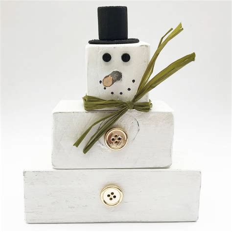 Wooden Snowman Blocks Christmas Decorations Etsy UK