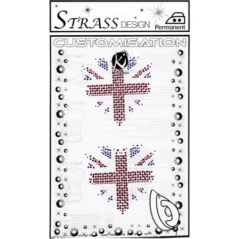 Motif strass Métal Cœur uk rouge KI Sign Thermocollant