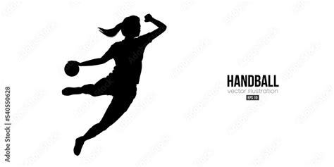 Abstract Silhouette Of A Handball Player On White Background Handball