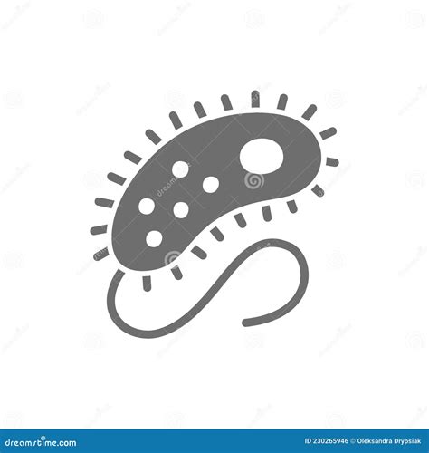 Germ Bacteria Virus Grey Icon Isolated On White Background Stock