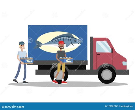 Fish Delivery Truck Vector Collage Illustration | CartoonDealer.com ...