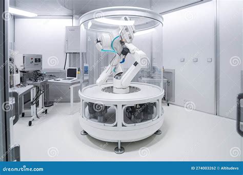 Cleanroom Robot Equipped With Precision Instruments And Tools For