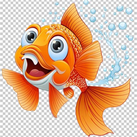 Premium Psd Happy Goldfish Cartoon On White Background