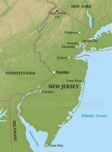 Physical Map Of New Jersey