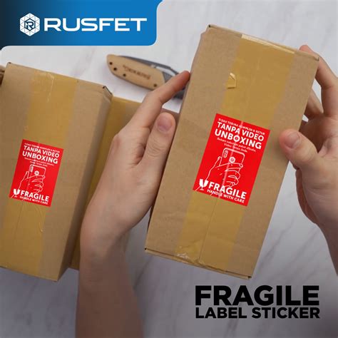 Jual Sticker Unboxing With Fragile Rusfet Tempelan Label Wajib