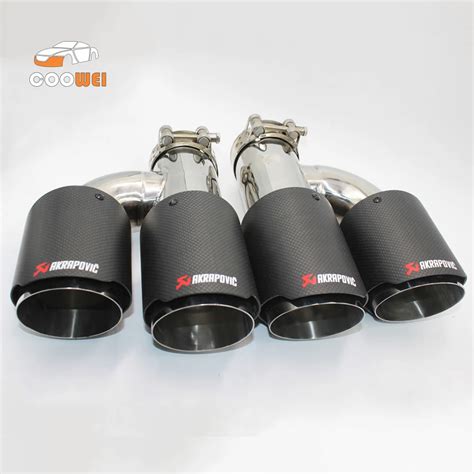 2 PCS 63mm Inlet 89mm Outlet Left Right Akrapovic Auto Universal