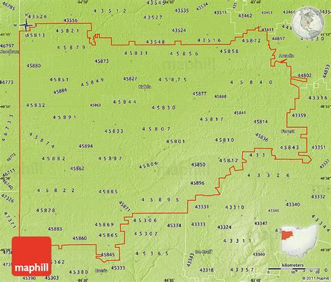 Physical Map of ZIP Codes Starting with 458