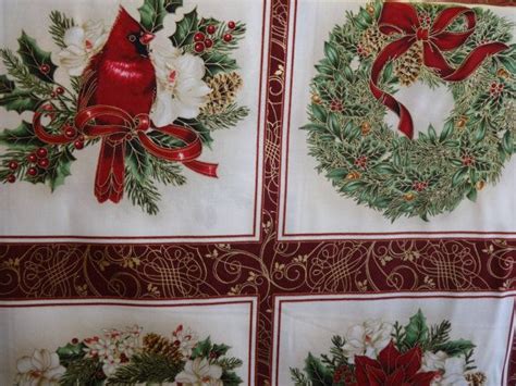 Robert Kaufman Holiday Flourish Panel Fabric 425 Etsy Christmas