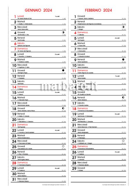 Calendario 2024 con i santi e le festività italiane in PDF