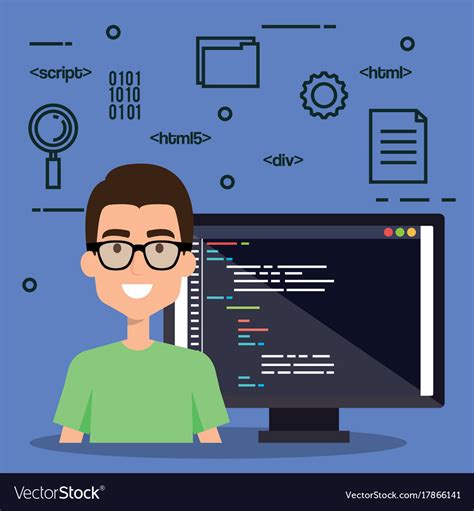 Software language programmer avatar Royalty Free Vector