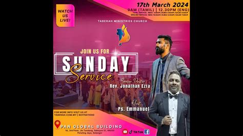 Sunday Tamil Service 17th March 2024 Rev Jonathan Ezra YouTube