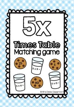 5 Times Table Matching Game Milk Cookies By Mrs Dees Classroom