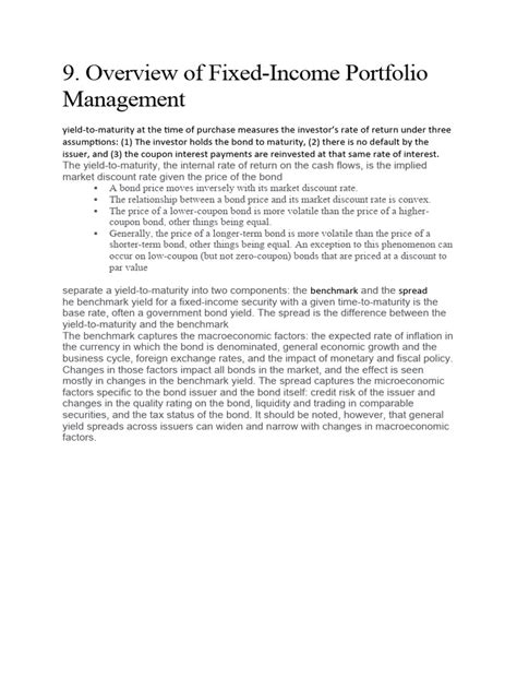 Overview of Fixed-Income Portfolio Management | PDF | Bond Duration ...