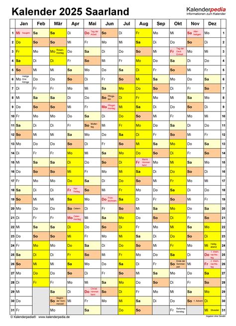 Kalender Saarland Ferien Feiertage Excel Vorlagen