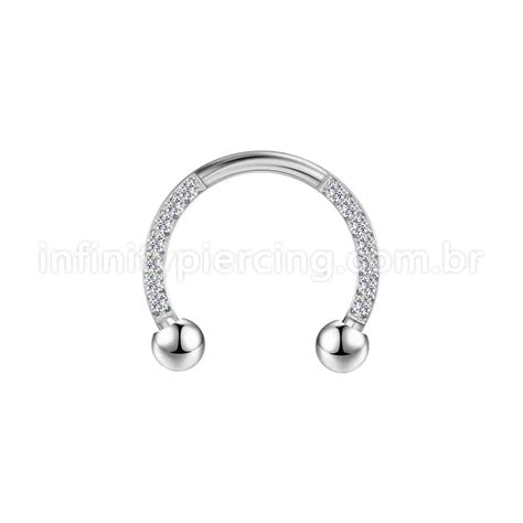 Piercing Ferradura Aço Cirúrgico Zircônia Cravejada Infinity Piercing