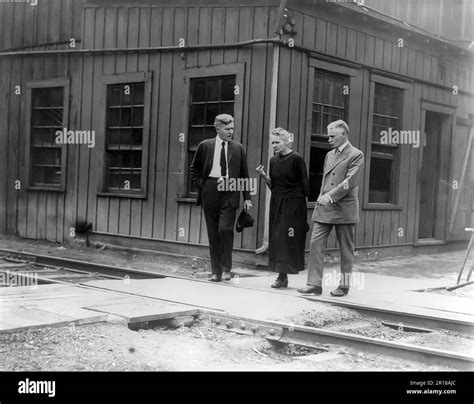 Marie Curie Maria Sklodowska Nobel Prize For Physics With Two Men Stock