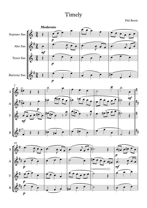 Timely Saxophone Quartet Sheet Music Phil Rawle Woodwind Ensemble