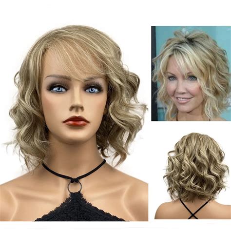 Strongbeauty Short Wavy Ash Blonde High Heat Ok Full Synthetic Wig For