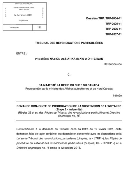 Fillable Online Fillable Online SCT SPECIFIC CLAIMS TRIBUNAL