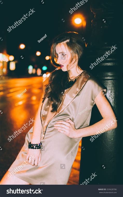 Sexy Gorgeous Brunette Girl Portrait Night Stock Photo Shutterstock