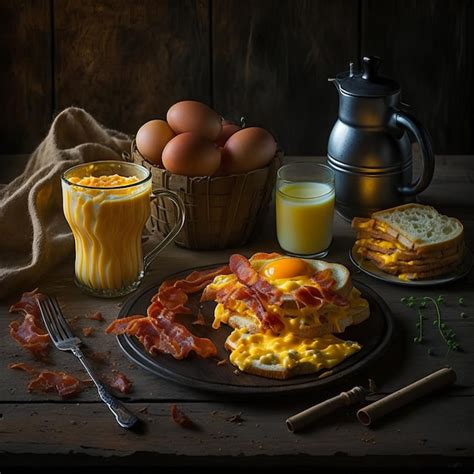 Premium Photo | Bacon, eggs and toast breakfast