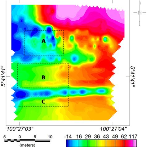 Residual Magnetic Field Intensity Map Of The Study Area Areas Marked