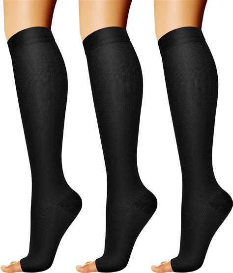 3 Pairs Open Toe Compression Socks 15 20mmhg Toeless Compression Socks Women