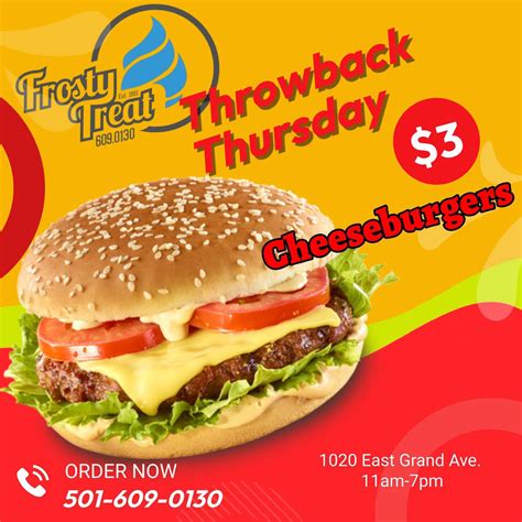 Frosty - $3 THURSDAY at Frosty Treat! 1020 E. Grand Ave. Hot Springs